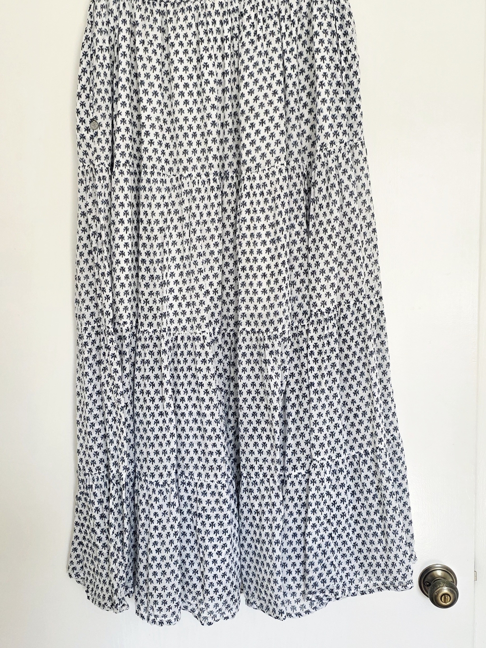 Scotch & Soda Palm Tree Print Tiered Cotton Maxi Skirt White Navy S Size 1/2